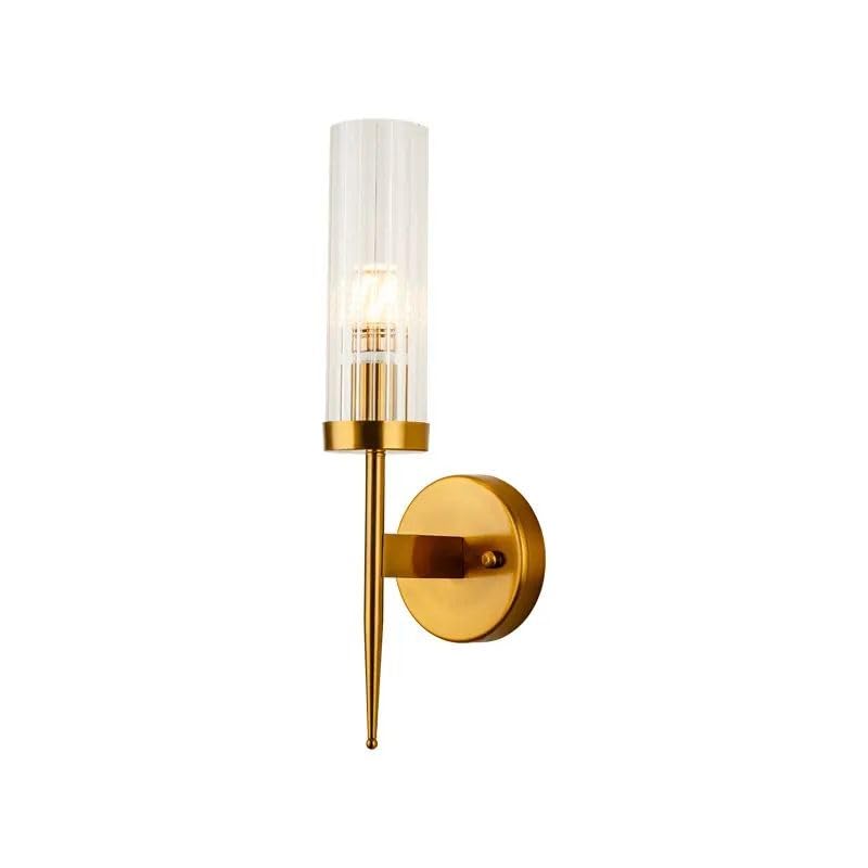 AHUJA INTERNATIONAL Modern Contemporary Long Glass Wall Light,Cylinder Shade, Brass Gold Finish, Indoor Wall Mount Light Fixture, Golden for Living Room, Bedroom, Café & Home Décor Wall Lamp