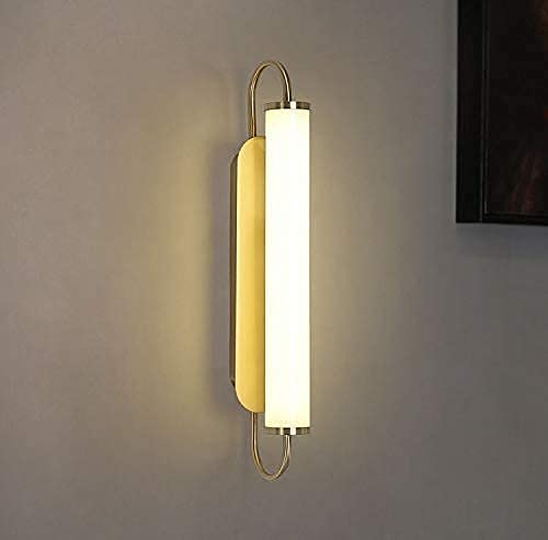 AHUJA INTERNATIONAL Modern LED Wall Sconce, Gold Flute Wall Light, Linear Metal Wall Lamp with Long Tube Glass Shade, Wall Mounted Bedside Wall Lights, Corridor Wall Lighting Fixture 3000K