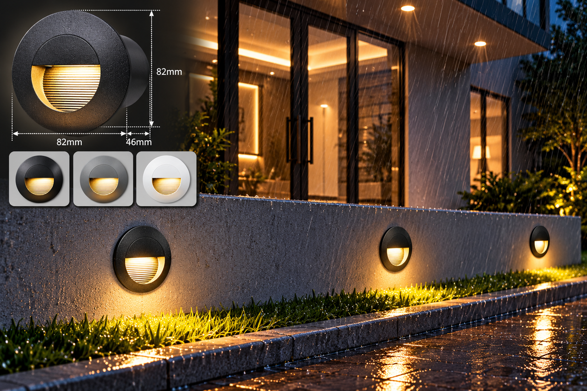 AHUJA INTERNATIONAL Foot Light Wall Light Recessed Wall Light for Indoor Step Lighting Steps with 3W Integrated, Die-cast Aluminum Stair Railing Post Accenting Fixtures 2 Year Warranty