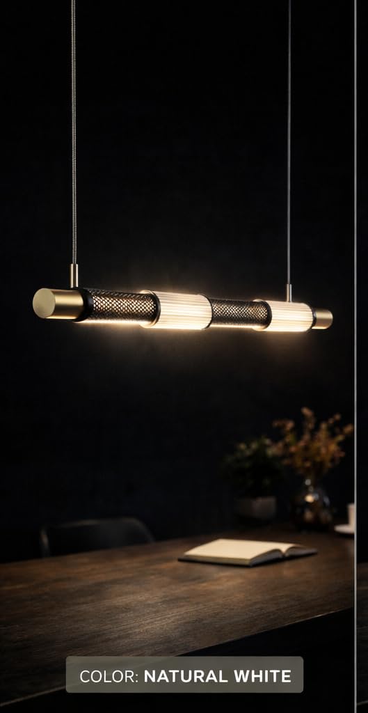 AHUJA INTERNATIONAL Luxury Modern Linear Chandelier Ceiling Hanging Pendant Light Fixtures for Kitchen Dining Room,Bar,Entryway, Living Room Table Decoration Chandelier Pendant Light