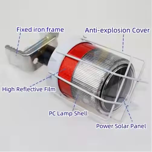 AHUJA INTERNATIONAL Solar High-Visibility Road Safety Signal Positioning Traffic 3W Cone Road Construction Guardrail Solar Blinker Warning Light with Emergency Beacon Flashing Light