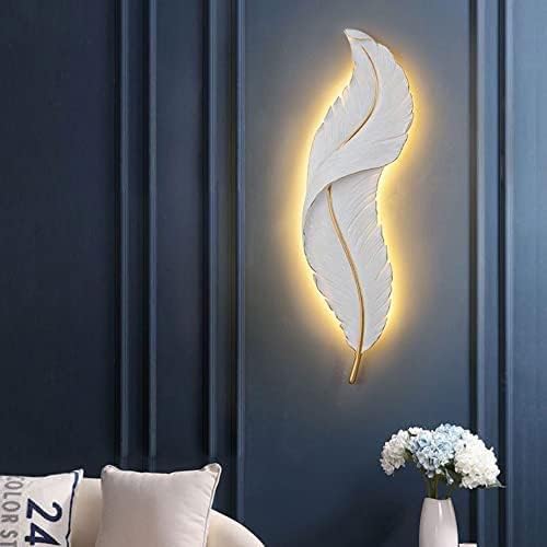 Ahuja International White  LED Wall Light Resin Wall Light Modern Feather Shaped Wall Light Indoor Living Room Wall Lights for Bedroom Hallway Creative Home Decoration (900 MM)