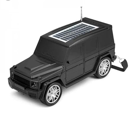 AHUJA INTERNATIONAL G-Wagon Car Shaped & Solar Powered Bluetooth Speaker Portable 3D Bass Speaker with Rechargeable Battery, FM, USB, TF Card Support (1 PC)