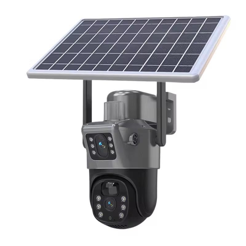AHUJA INTERNATIONAL WiFi Dual Solar CCTV Camera 5MP+5MP 360° PTZ Wireless Security Camera with Solar Panel & 10000mAh Night Vision, Human Detection, 2-Way Audio, V380 Pro App, IP66 SD Card Support