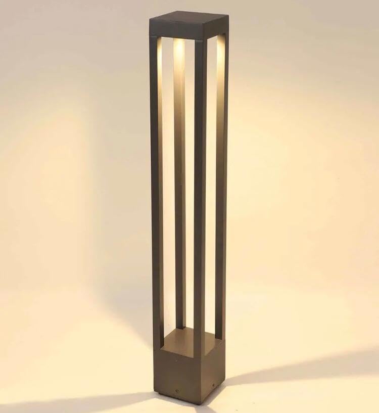 AHUJA INTERNATIONAL Modern Sleek Rectangular 2ft Bollard Garden Light Black Outdoor Post Light Ip65 Household Waterproof Pole Lantern Lamp Pillar Warm White,Garden Light (2 Year Warranty)