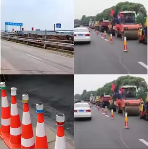 AHUJA INTERNATIONAL Solar High-Visibility Road Safety Signal Positioning Traffic 3W Cone Road Construction Guardrail Solar Blinker Warning Light with Emergency Beacon Flashing Light