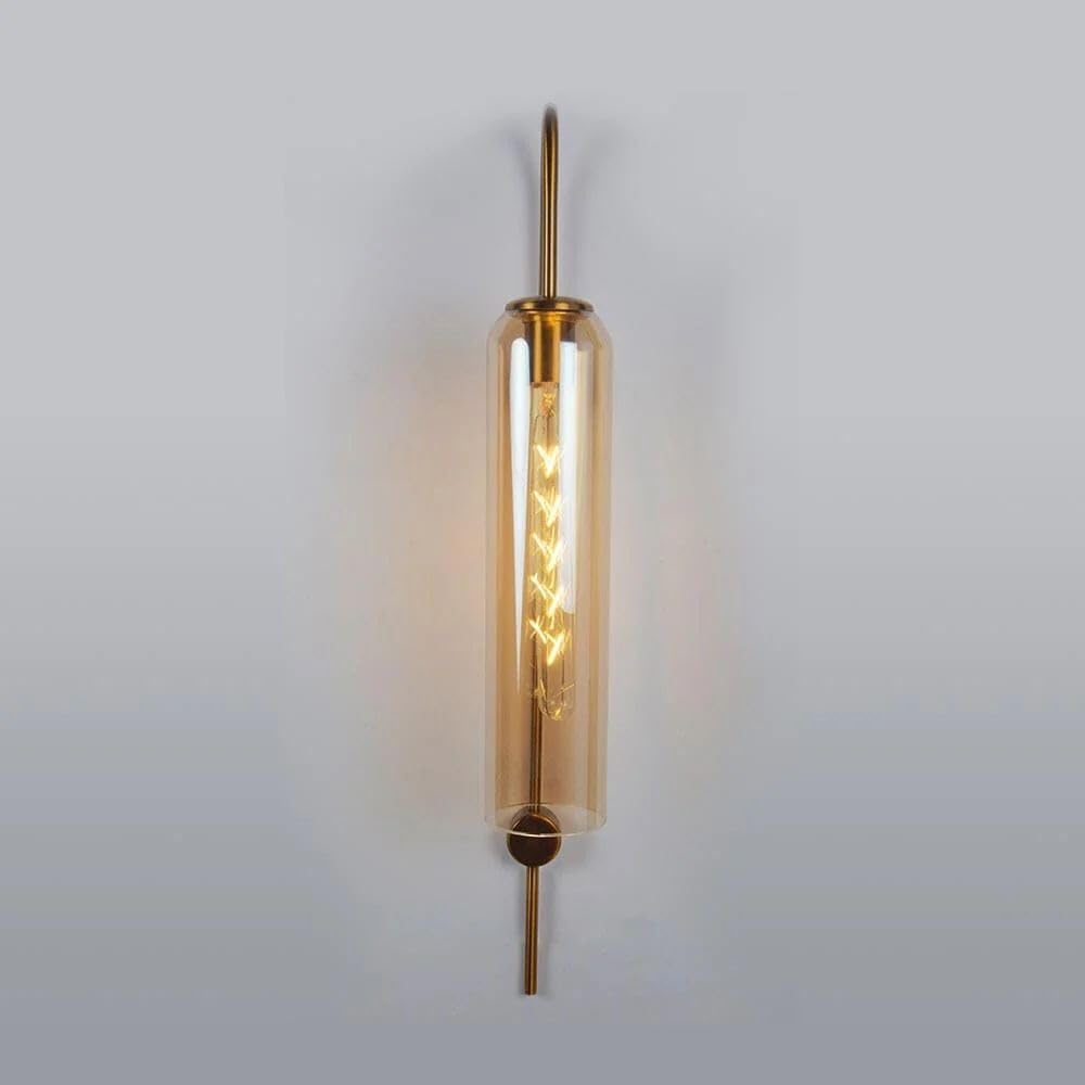 AHUJA INTERNATIONAL Luxury Modern Glass Wall Light with Metal Finish Decorative Indoor Wall Lamp for Bedroom, Living Room, Hotel & Cafe, Bar Warm Ambient Lighting Bulb Not Included , Amber Glass Pack of 1