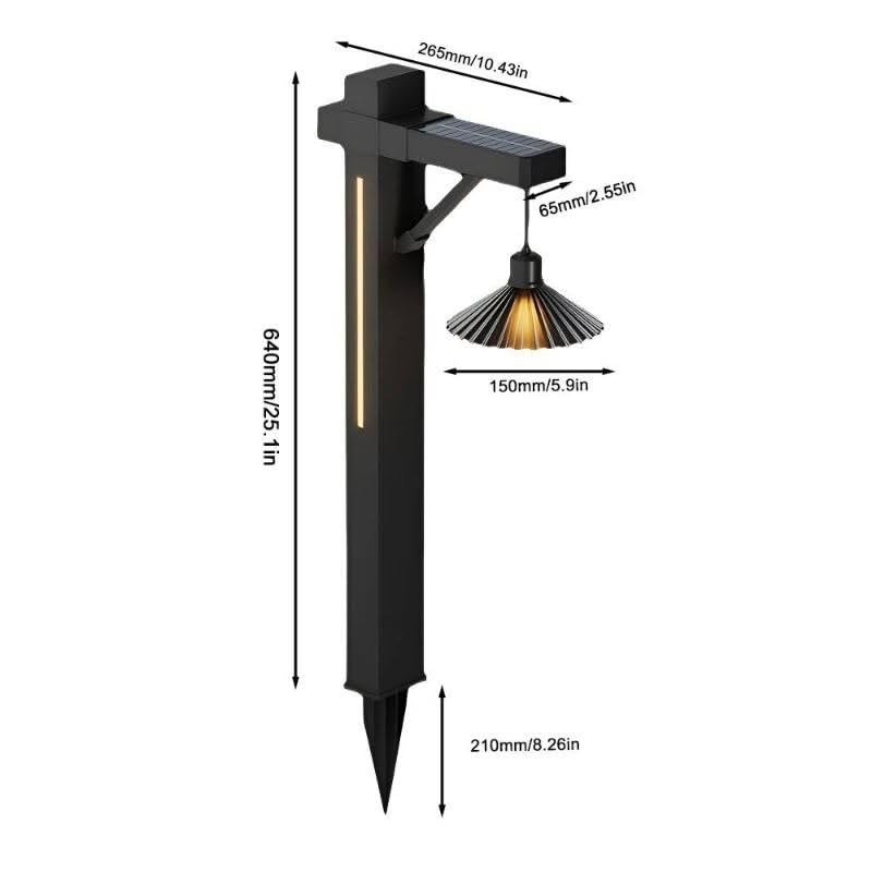 AHUJA INTERNATIONAL Solar Bollard Crown Solar Light Vintage Solar Pathway Lights Waterproof Lantern Inspired Design Black Garden Light
