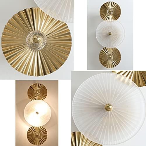 Ahuja International Mid-Century Modern Sconce Gold Light Glass Round Sconce Wall Lamp with Frosted White Glass Shade