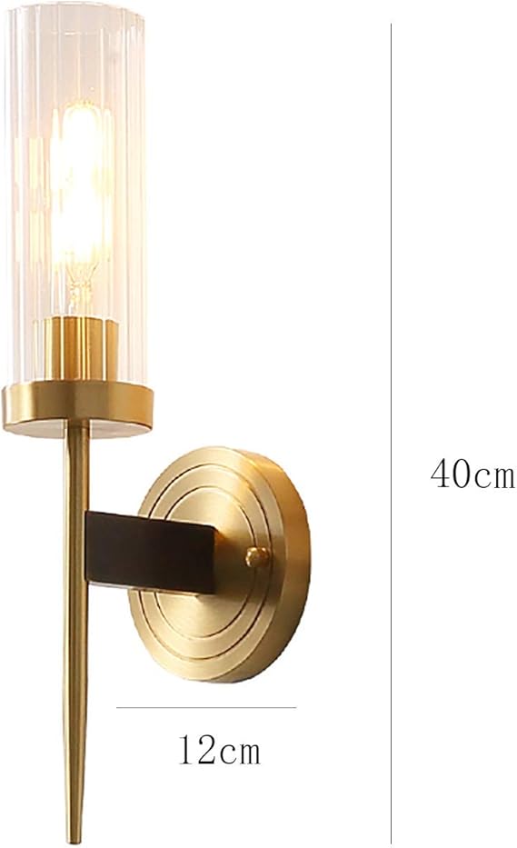 Ahuja International Mashal Light Wall Lamp Modern Gold 2 Light Wall Sconce with Clear Cylindrical Glass Shade Wall Lamp Vintage Brushed Brass Wall Light  lamp