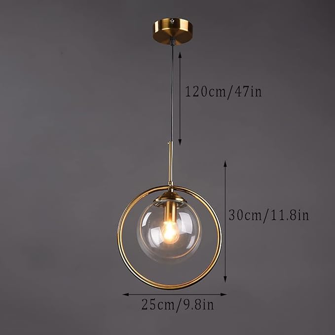 AHUJA INTERNATIONAL Simple Ball LED Round Pendant Lighting Metal Material Hollow Mini Chandelier Gold Finish Hanging Lamp Adjustable Cord Ceiling Lamp Energy Saving Light Fixture