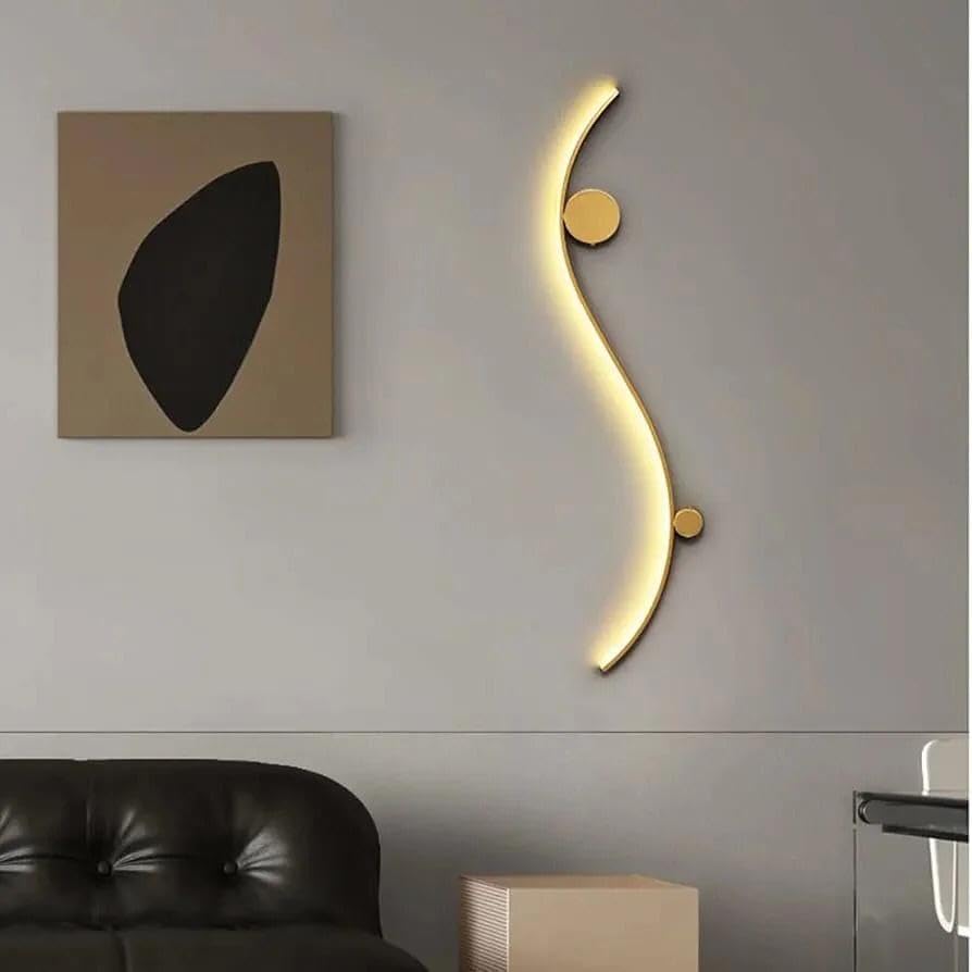 AHUJA INTERNATIONAL Luxury Gold Finish Modern Wall Sconce Light 600mm Long Tube Profile Wall Light for Indoor Decorative Bedroom Bedside Wall Light Lamp