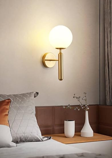 Ahuja International Lighting Modern Wall Sconce Ball Contemporary, Industria Globe Glass Wall Light