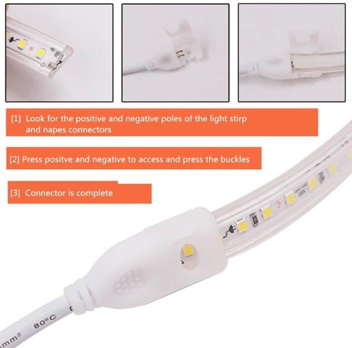 Ahuja International SMD Rope Light Connector 220V Rope Light 2 Pin 6mm Connector Plug for Flexible Strip & Tape Rope Lights Connector (Pack of 2)