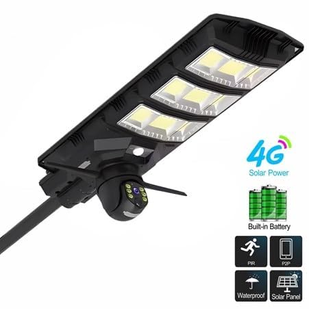 Solar Dhanush Combo Solar Street Light with 5MP 4G SIM CCTV Camera & Light 300W Outdoor Flood V380 Pro App Human Detection Night Vision 2-Way Audio IP66 Waterproof 2 Year Warranty