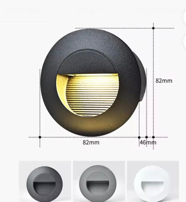AHUJA INTERNATIONAL Foot Light Wall Light Recessed Wall Light for Indoor Step Lighting with 3W Integrated, Die-cast Aluminum Stair Railing Post Accenting Fixtures (2Year Warranty)