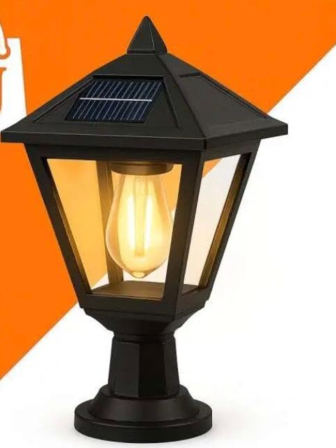 Ahuja Internatinal Solar Garden Gate Light, Post Light, Motion Sensor Outdoor Post Lights Waterproof Post Solar Lantern with Pier Mount Base, Black Lamp Post Light for Patio, Garden