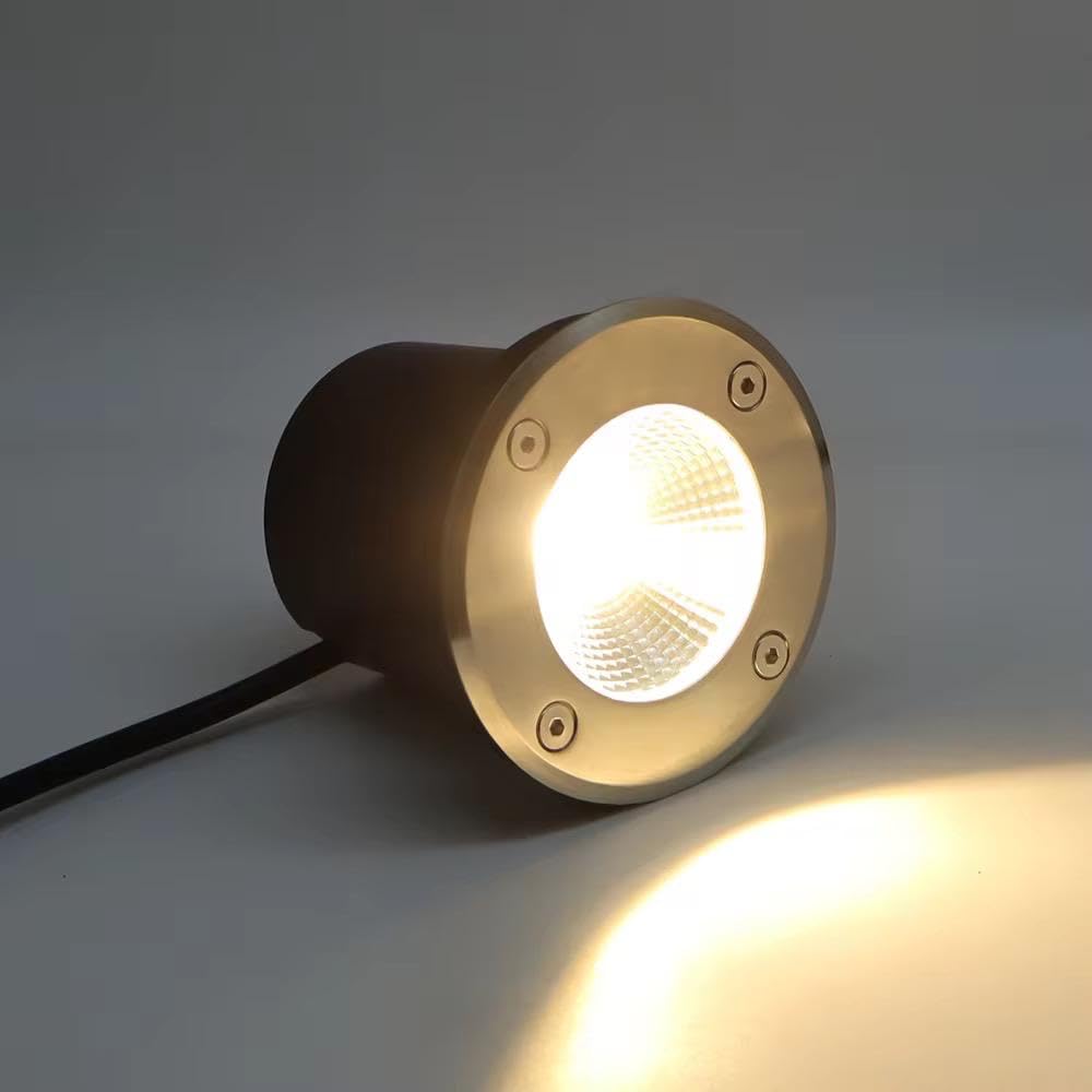 AHUJA INTERNATIONAL Ground Burial Outdoor Path Light Stainless Steal Plate Aluminum Body 220V Direct IP65 Underground Light Buried Recessed Floor Outdoor Lamp Warm White ,2 Year Warranty