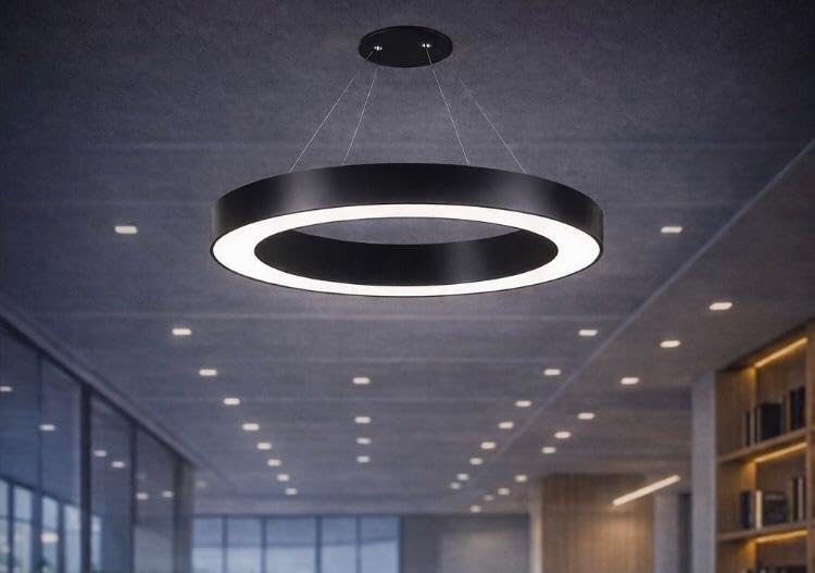 AHUJA INTERNATIONAL Modern Ceiling Chandelier Hanging Led Profile Pendant Light Fixture for Home Decor Office Light, Black Gym, 40 Watts 600 & 1200 MM Warm White, White, Natural White (3in1 color)