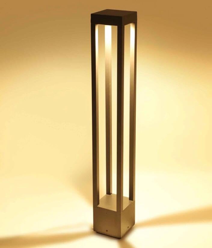 AHUJA INTERNATIONAL Modern Sleek Rectangular 2ft Bollard Garden Light Black Outdoor Post Light Ip65 Household Waterproof Pole Lantern Lamp Pillar Warm White,Garden Light (2 Year Warranty)