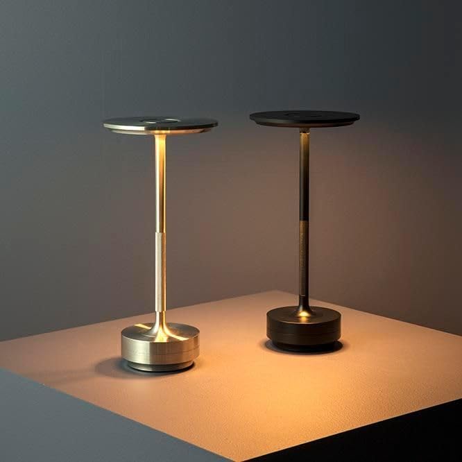 Ahuja International Elegant Cordless Rechargeable Dimmable Waterproof Metallic Touch LED Table Lamp for Stylish Homes and Upscale Restaurants - Portable, USB-C Charging, Perfect for Indoor/Outdoor