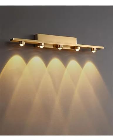 AHUJA INTERNATIONAL Modern LED Wall Sconce Mirror Light Brass Gold Finish Hardwired Vanity Light Fixture for Bathroom Mirror, Bedroom, Living Room, Hallway, Accent Home Wall Lihght
