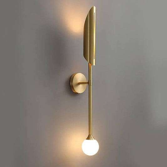 AHUJA INTERNATIONAL Vintage Brass Wall Sconce Fixture Modern 1 Light Gold Wall Lamp Round Glass Globe Clear Shade Wall Lantern Bathroom Hallway Kitchen Mirror Bedroom Lamp Golden Bedside Decor Lamp