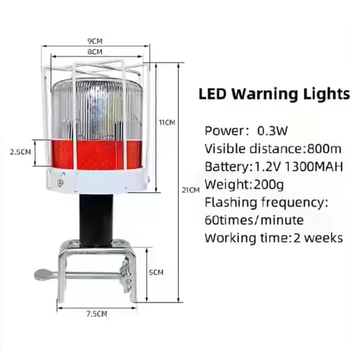 AHUJA INTERNATIONAL Solar High-Visibility Road Safety Signal Positioning Traffic 3W Cone Road Construction Guardrail Solar Blinker Warning Light with Emergency Beacon Flashing Light