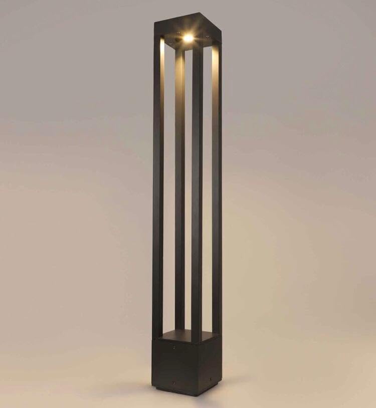 AHUJA INTERNATIONAL Modern Sleek Rectangular 2ft Bollard Garden Light Black Outdoor Post Light Ip65 Household Waterproof Pole Lantern Lamp Pillar Warm White,Garden Light (2 Year Warranty)