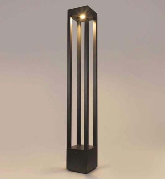 AHUJA INTERNATIONAL Modern Sleek Rectangular 2ft Bollard Garden Light Black Outdoor Post Light Ip65 Household Waterproof Pole Lantern Lamp Pillar Warm White,Garden Light (2 Year Warranty)