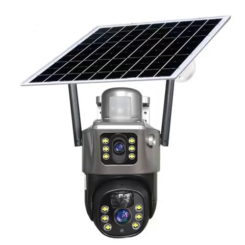 Ahuja International Smart Solar Cctv Double Camera 5+5 10W 5G Security & Smart Cam with Voice Monitor, Motion Detect Night Vision Cloud Storage, 360 Degree Rotate, PIR Detection for Alarm Wireless