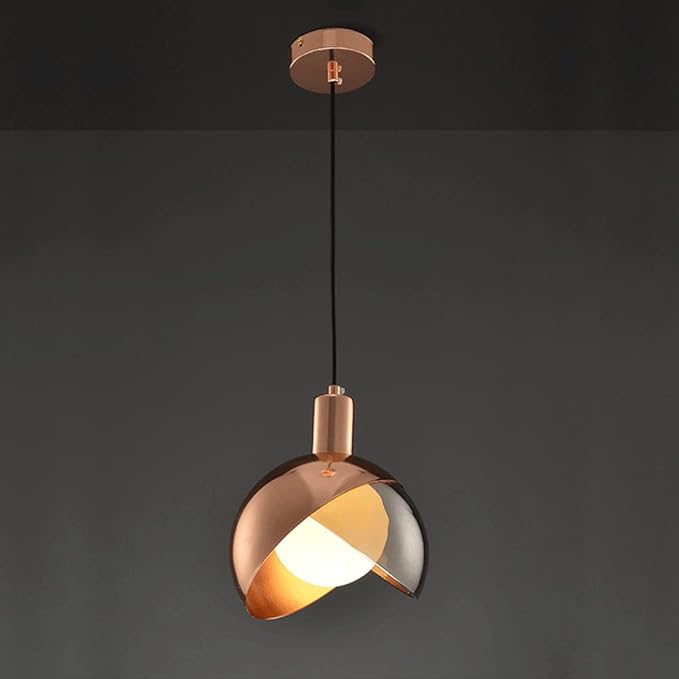 Ahuja International Modern Globe Pendant Light Nordic -Style Metal Glass Chandelier, Creative Personality Pendant Light Lampshade, E27 Snail Mouth Single Hanging Lamp, Bedroom Bedside Decoration Lighting Fixtures, Flush Mount Ceiling Lamp (GOLD/ROSE GOLD)