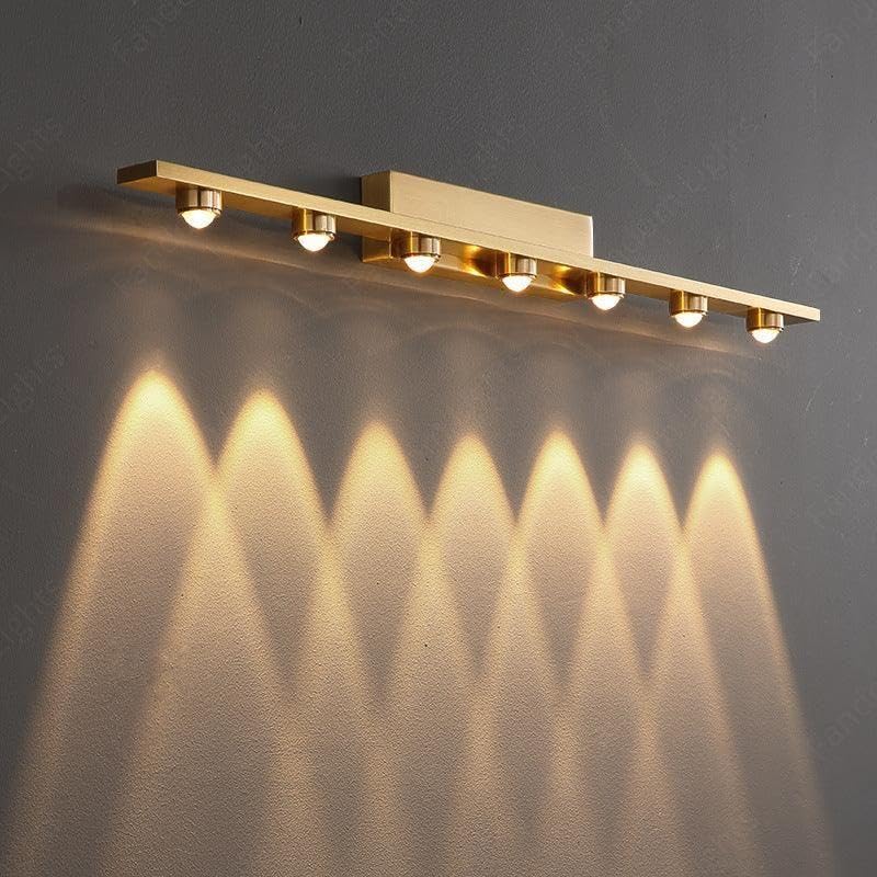 AHUJA INTERNATIONAL Modern LED Wall Sconce Mirror Light Brass Gold Finish Hardwired Vanity Light Fixture for Bathroom Mirror, Bedroom, Living Room, Hallway, Accent Home Wall Lihght