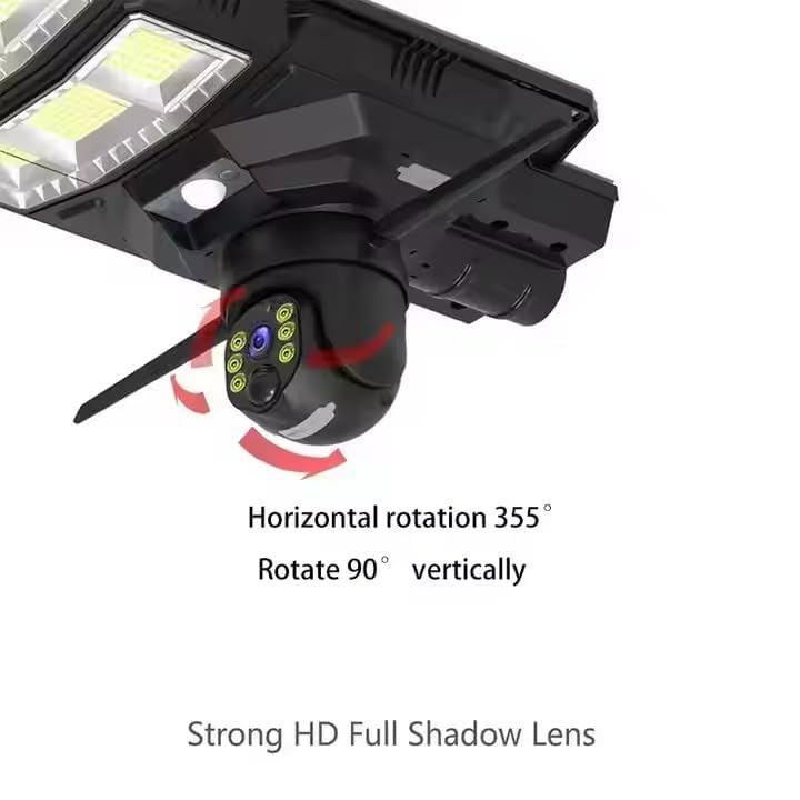 Ahuja International Dhanush Solar Street Light with 5MP WiFi CCTV Camera Combo Outdoor Security Light 180 Solar Lamp with V380 Pro App Motion Sensor Night Vision,2-Way Audio IP66 360° View