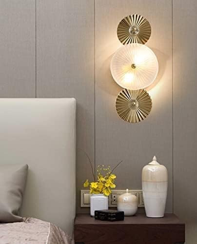 Ahuja International Mid-Century Modern Sconce Gold Light Glass Round Sconce Wall Lamp with Frosted White Glass Shade