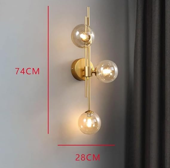 Ahuja International 3 Light Amber Glass Wall Lamp for Home decoration Living Room Light Luxury Wall Lights Living Room Pendant Wall Lamp