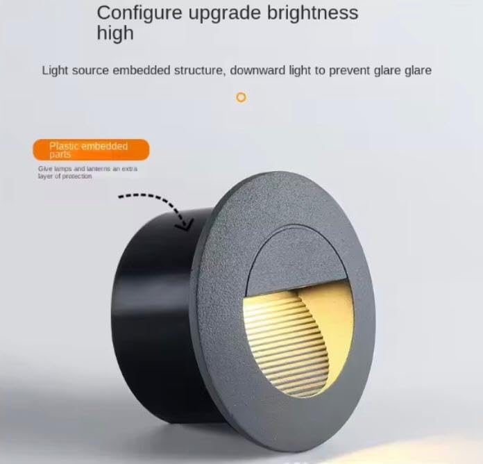 AHUJA INTERNATIONAL Foot Light Wall Light Recessed Wall Light for Indoor Step Lighting with 3W Integrated, Die-cast Aluminum Stair Railing Post Accenting Fixtures (2Year Warranty)