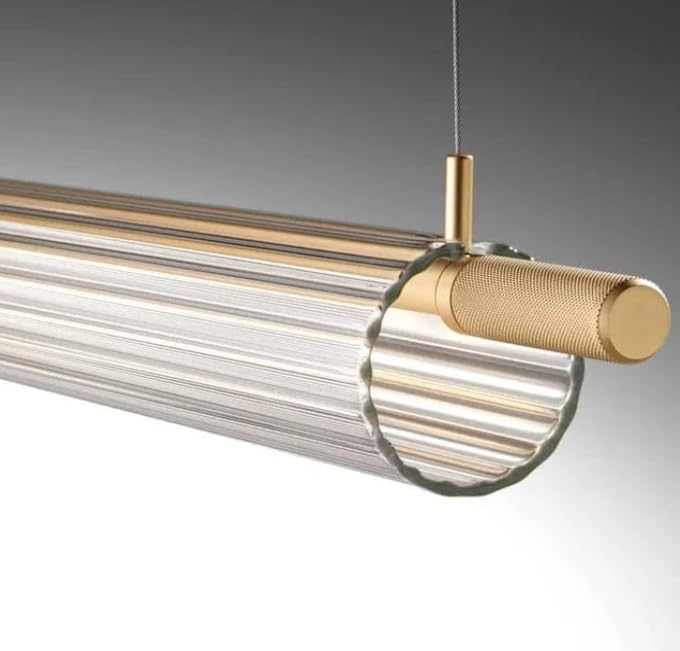 Ahuja International Sleek Acrylic Tube Linear Light LED Hanging Pendant Light- 3 in 1 Colors (Warm White, Cool White, Natural White)- Gold, 1200 MM