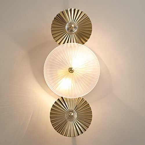 Ahuja International Mid-Century Modern Sconce Gold Light Glass Round Sconce Wall Lamp with Frosted White Glass Shade