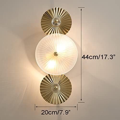 Ahuja International Mid-Century Modern Sconce Gold Light Glass Round Sconce Wall Lamp with Frosted White Glass Shade