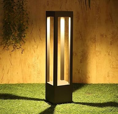 AHUJA INTERNATIONAL Modern Sleek Rectangular 2ft Bollard Garden Light Black Outdoor Post Light Ip65 Household Waterproof Pole Lantern Lamp Pillar Warm White,Garden Light (2 Year Warranty)
