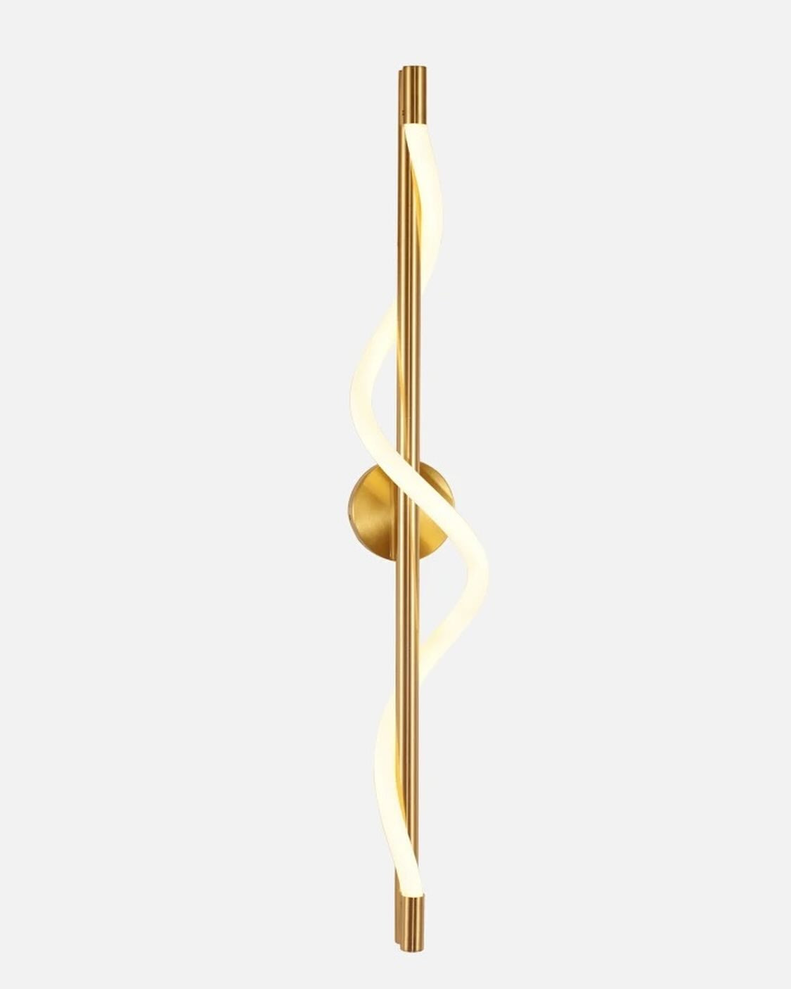 Ahuja International Modern Golden Body LED Long Twisted Acrylic Tube Wall Light for Bedroom Bedside Living Room Hallway - Warm White (600/800mm)