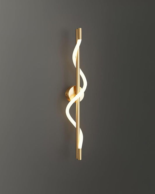 Ahuja International Modern Golden Body LED Long Twisted Acrylic Tube Wall Light for Bedroom Bedside Living Room Hallway - Warm White (600/800mm)