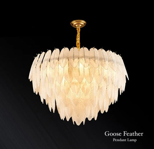 Ahuja International Feather Light Ceiling Lamp Pendant Light Shade European Style Chandelier Droplight with  Feather Single Light Metal Pendant Lighting for Hotel , Lobby Amazing Light