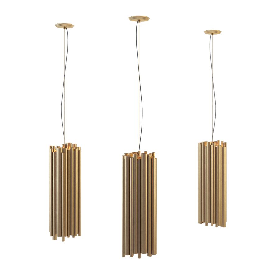 Ahuja International Brubeck Pendant Gold Hanging light Stainless Steel Pipe Mini Pendant Lighting for Kitchen Island