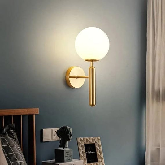 Ahuja International Lighting Modern Wall Sconce Ball Contemporary, Industria Globe Glass Wall Light