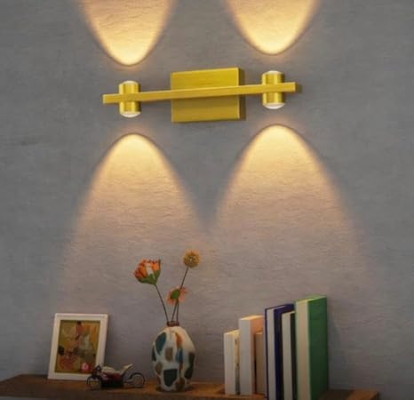 AHUJA INTERNATIONAL Modern LED Wall Sconce Mirror Light Brass Gold Finish Hardwired Vanity Light Fixture for Bathroom Mirror, Bedroom, Living Room, Hallway, Accent Home Wall Lihght