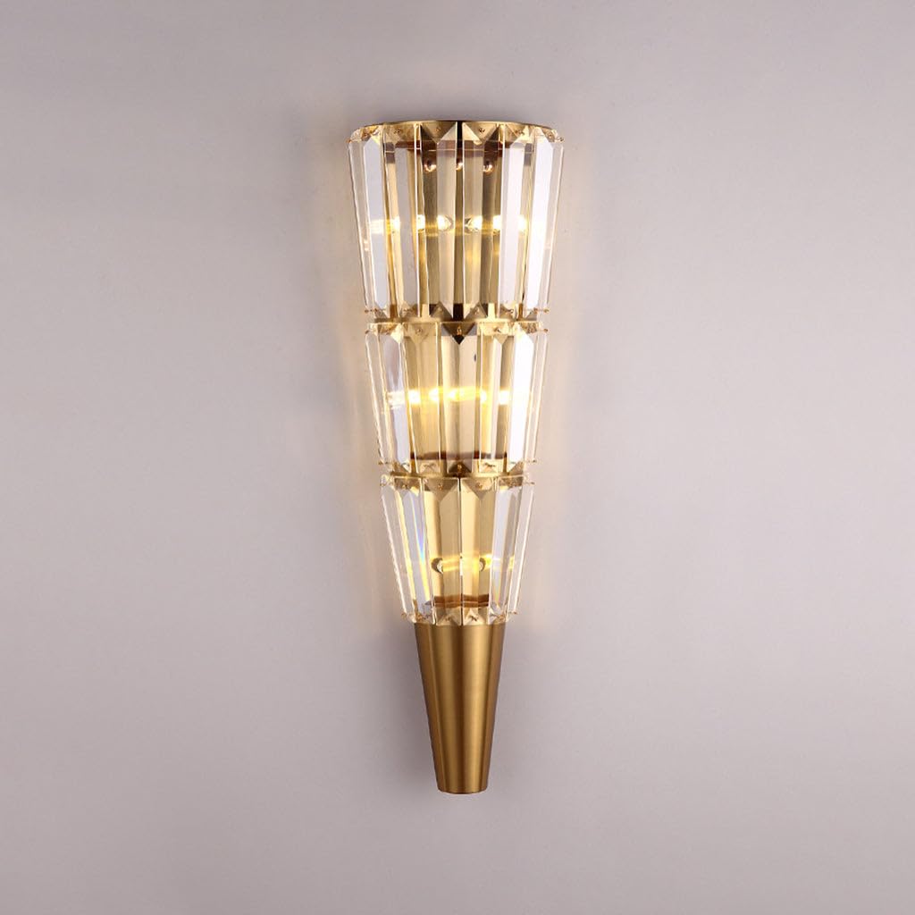 Ahuja International Led Crystal Big Mashal Modern Gold Metal Wall Light