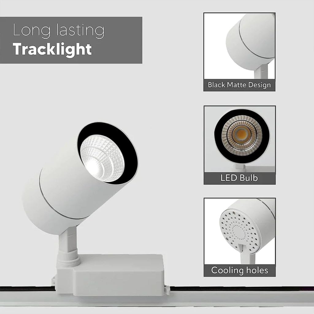 AHUJA INTERNATIONAL 3 in 1 Track light ,Warm,cool & Natural , Spot, Focus, Track Light, Rotatable Light Head,Home, Showroom, Living Room, White Body ,Trackway Not Included