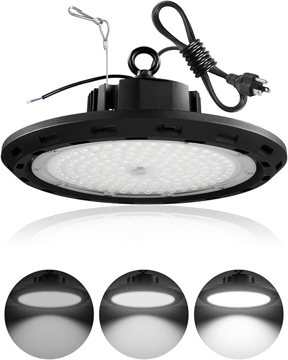 AHUJA INTERNATIONAL High Bay Industrial Hanging Ceiling Light with Cable, IP65 Commercial Warehouse Super Bright Bay Lamp for Garage Workshop Factory , 2 Year Warranty Pack of 1